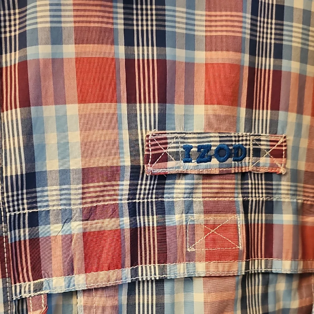 Izod Plaid Fishing Button Down Shirt. - Picture 2 of 7